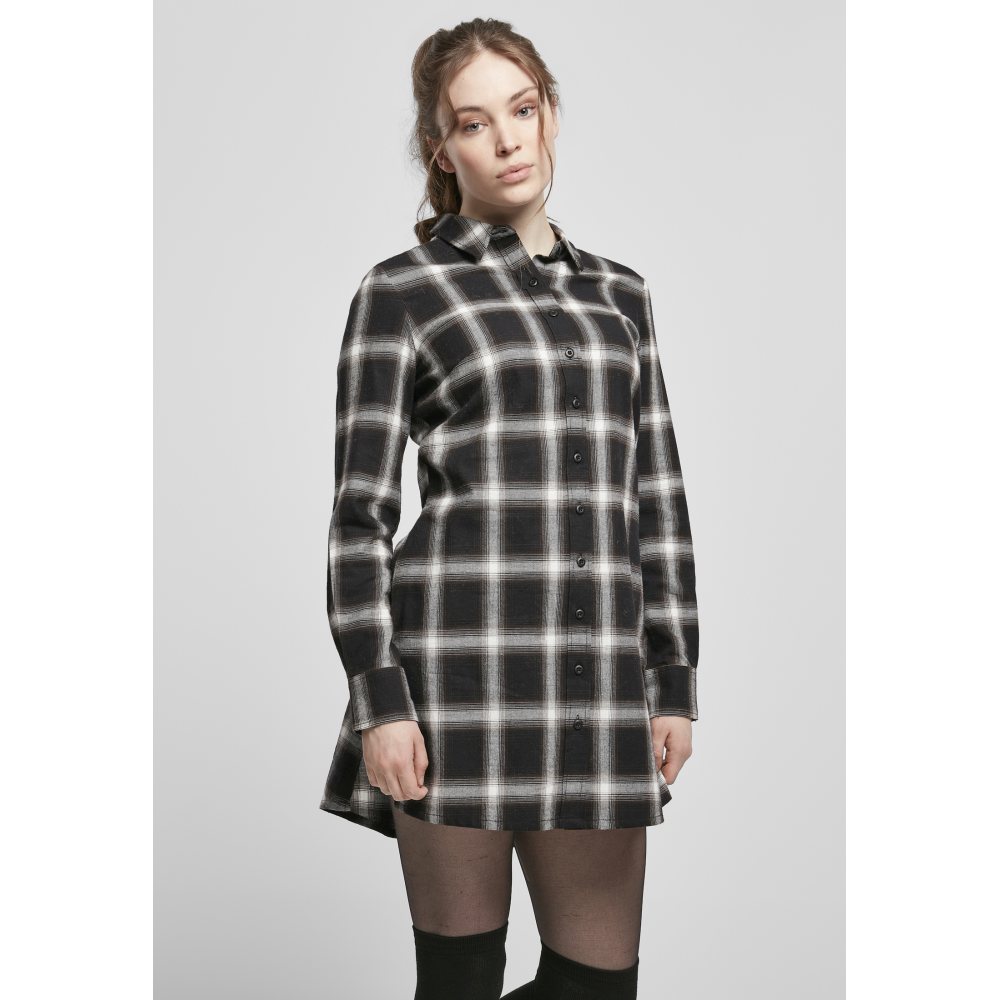 Urban Classics - Cotton Check Shirt Korte jurk - Zwart/Wit